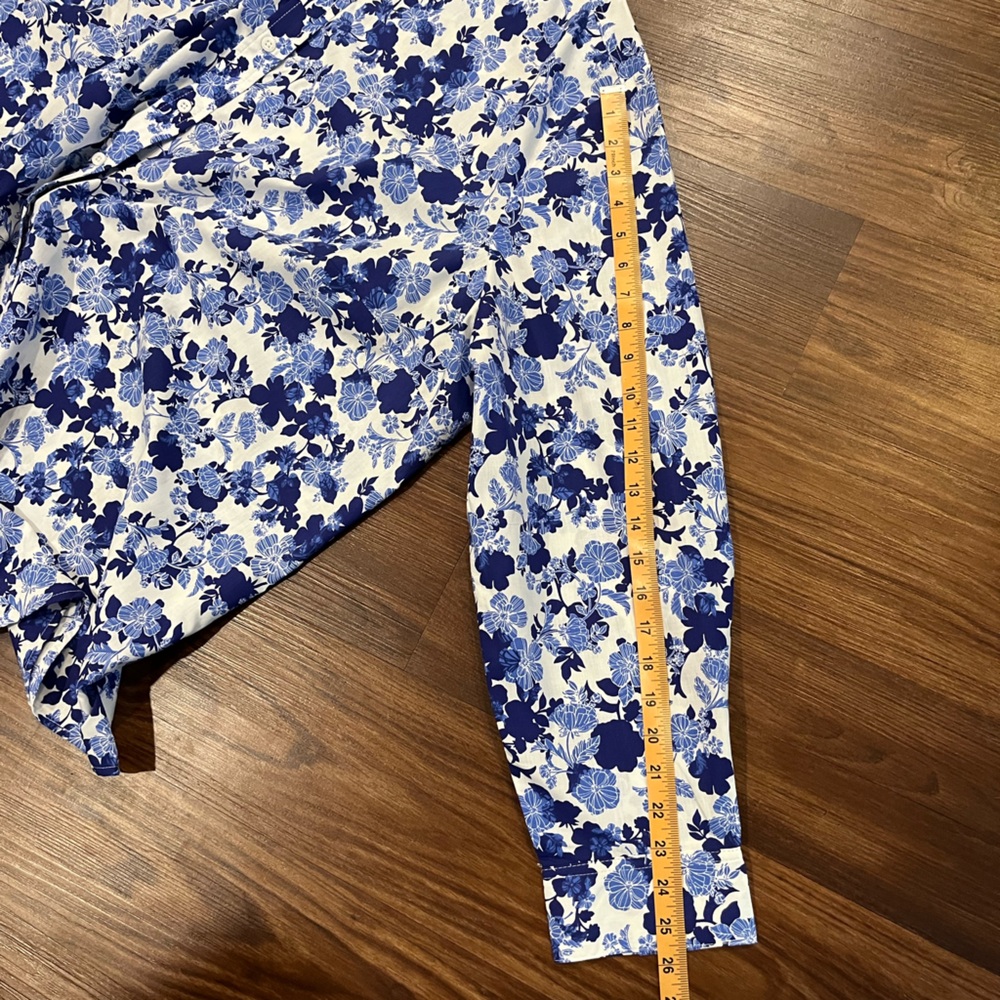 NWOT Woman Within Perfect Long Sleeve Shirt  Plus - 3X, Ultra Blue Shadow Floral - Picture 11 of 11